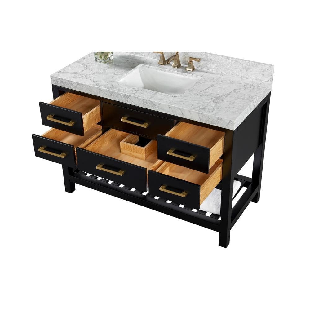 Elizabeth 48'' Black Onyx Vanity with Marble Top