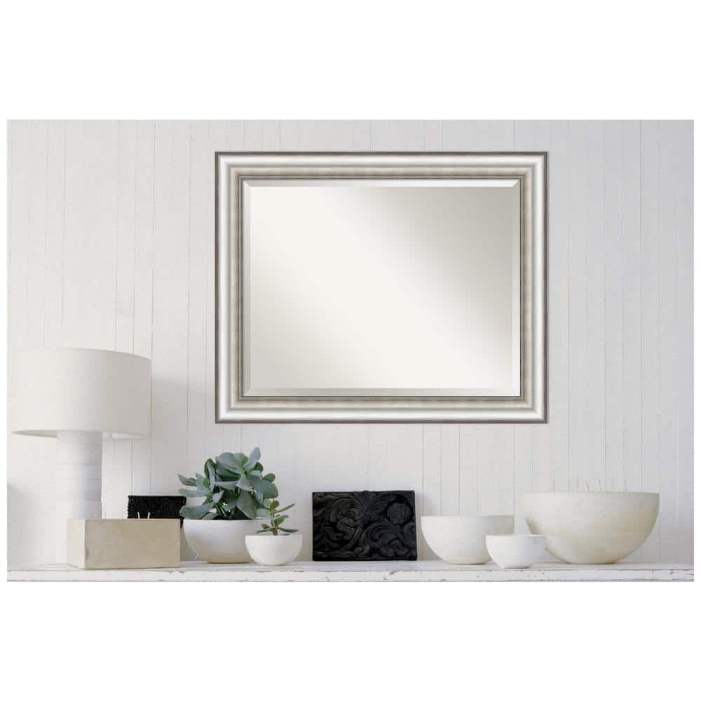 Salon Silver 45" x 35" Rectangular Wall Mirror with Embossed Frame