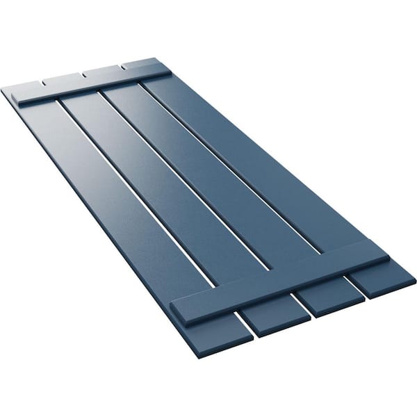 Ekena Millwork 23 in. x 55 in. True Fit PVC Four Board Spaced Board and Batten Shutters Pair in Sojourn Blue