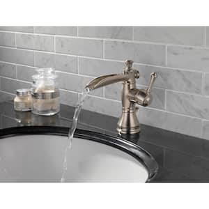 Cassidy Single Hole Single-Handle Open Channel Spout Bathroom Faucet with Metal Drain Assembly in Stainless