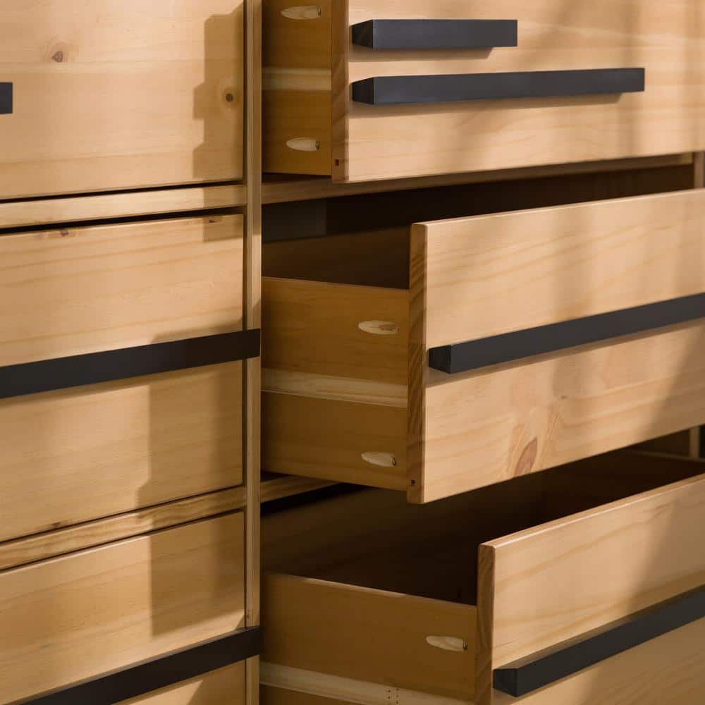 Natural Pine Mid-Century Modern 6-Drawer Solid Wood Dresser