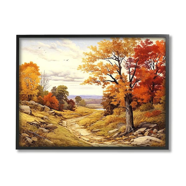 Stupell Industries Classic Fall Foliage Path by Lil' Rue 1-Piece Framed Graphic Print Nature Poster Art Print 14 in. x 11 in.