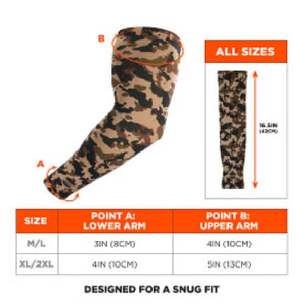 Chill-Its 6695 M/L Camo Sun Protection Arm Sleeves Pair