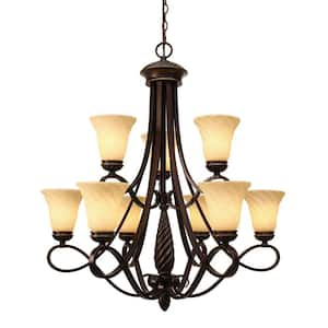 Laurent Collection 9-Light Cordoban Bronze 2-Tier Chandelier