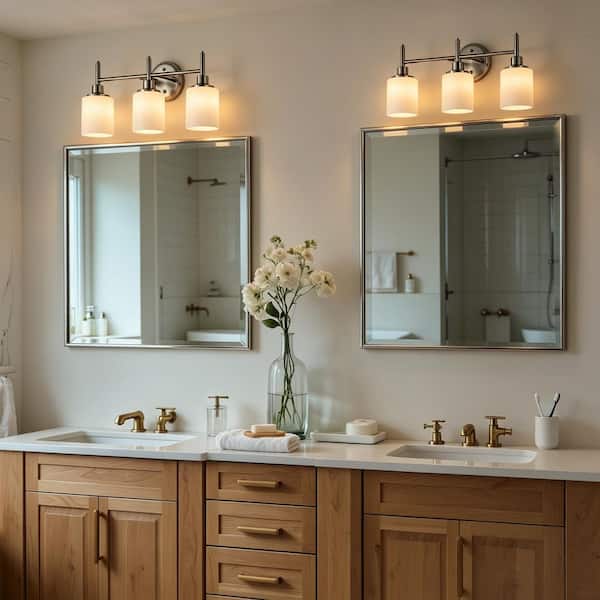 Edvivi 21 in. 3-Light Brushed Nickel Modern Hardwired Bathroom