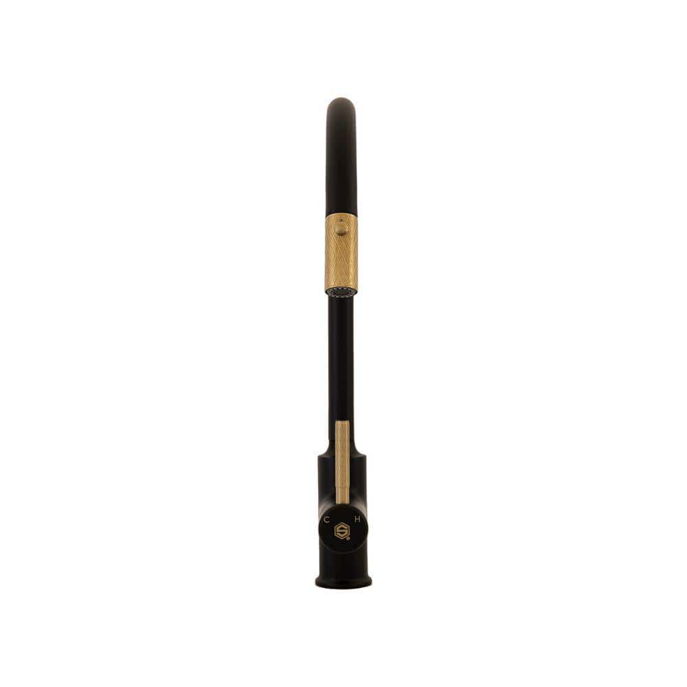 Matte Black and Brushed Gold Stainless Steel Pull Down Faucet
