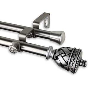 48 in. - 84 in. Telescoping Double Curtain Rod Kit in Satin Nickel with Arielle Finial
