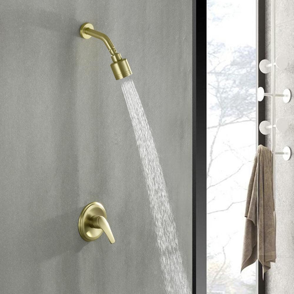 Brushed Gold Wall Mounted Rain Shower Faucet Set
