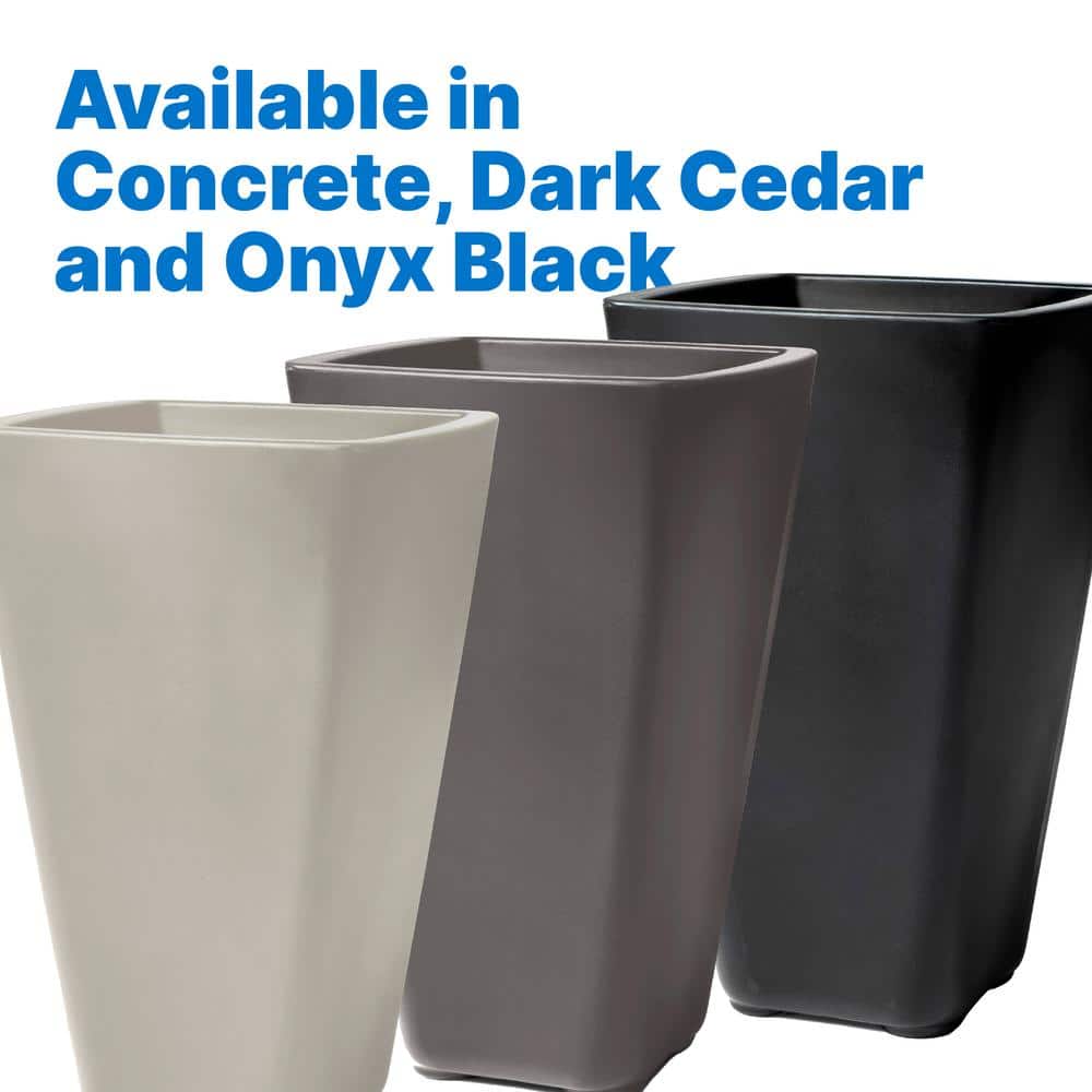 Bridgeview Tall Large Gray Resin Square Indoor/Outdoor Planter