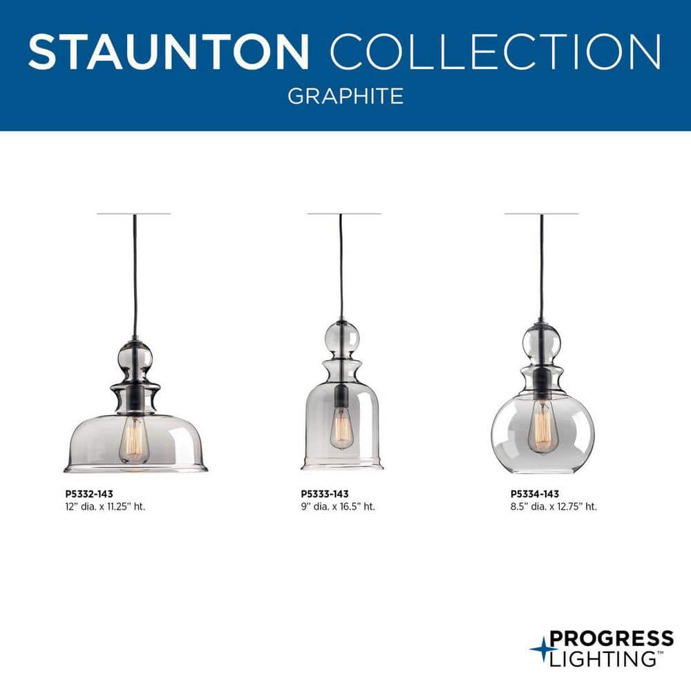 Staunton Graphite 15'' Modern Chess Piece Dome Pendant Light