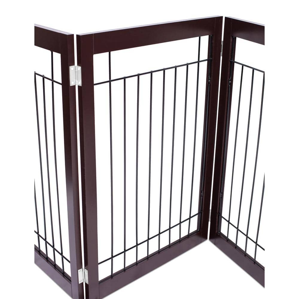 Espresso Freestanding Expandable Metal and Wood Pet Gate