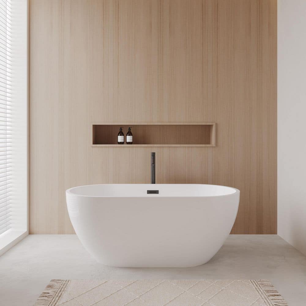 Brooklyn 60 in. Acrylic Flatbottom Bathtub in White with Matte Black Trim and Faucet price history on PriceWatchPro