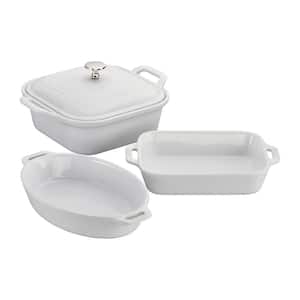 4-Piece Ceramic Casserole Dish Set in White