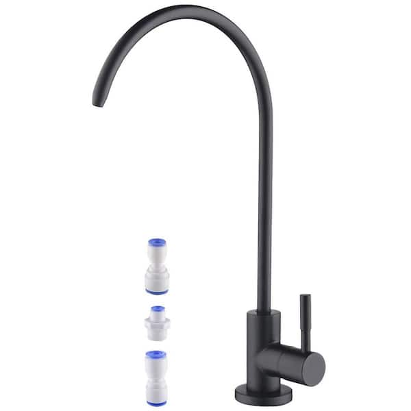 Lukvuzo Single Handle Beverage Faucet with 360° Swivel Spout Ceramic Disc Drip-Free in Matte Black Stainless Steel