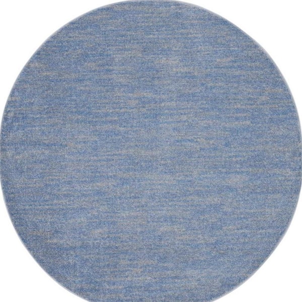 Blue, Gray 6 ft. x 6 ft. Woven Polypropylene Indoor/Outdoor Area Rug