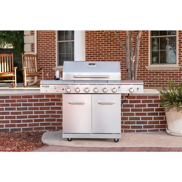 Propane 300-0062 Stainless Gas with Depot Searing Side The Nexgrill 6-Burner and Steel Burner Rotisserie with in Kit Ceramic - Cover Home Grill