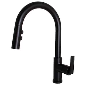 Lura Single Handle Pull Down Sprayer Kitchen Faucet with Two Function Spray in Matte Black