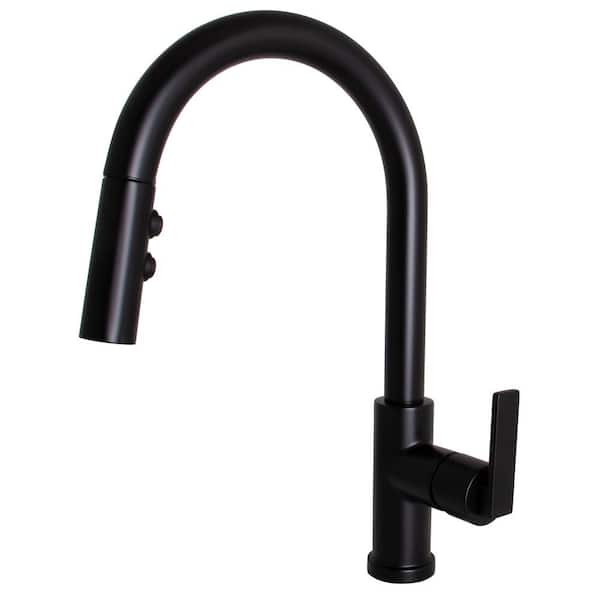 Speakman Lura Single Handle Pull Down Sprayer Kitchen Faucet with Two Function Spray in Matte Black