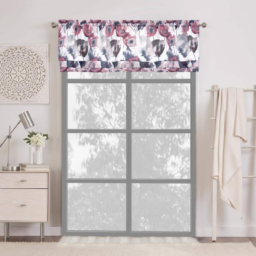 Blush Floral Poppy Field Rod Pocket Valance 50" x 17"
