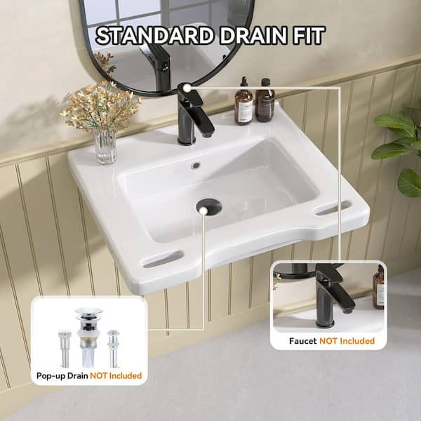 Zeafive 24 in. L x 19.7 W x 5.3 D ADA Wall-Hung Bathroom Sink