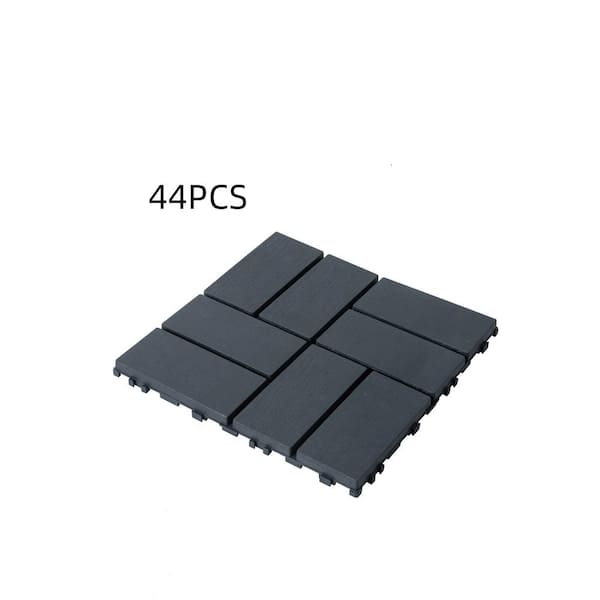 Afoxsos 1 ft. x 1 ft. Gray Interlocking Deck Tiles for Poolside, Balcony, Plastic, Backyard Waterproof, All-Weather (44-Pack)