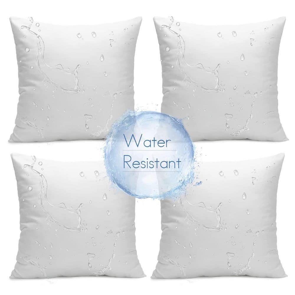 4-Piece 18 in. x 18 in. White Outdoor Water-Resistant Soft Throw Pillow Inserts Hypoallergenic for Patio price history on PriceWatchPro