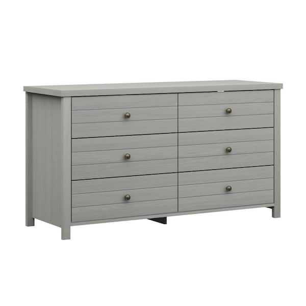 Hillsdale Furniture Harmony 6 Drawer Gray Dresser 31.25 in. H x 51.25 in. W x 17.75 in. D