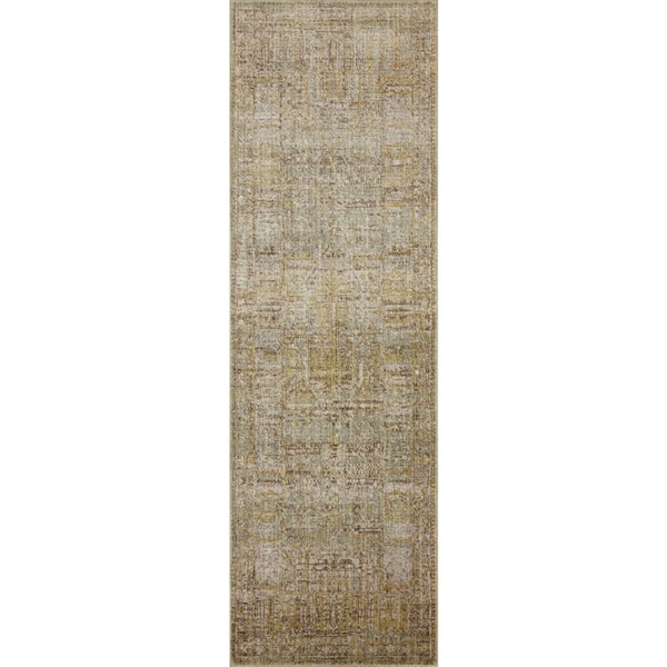 Jean Stoffer Bradbury Dove / Gold 2 ft. 6 in.  x 12 ft.  Contemporary Runner Rug
