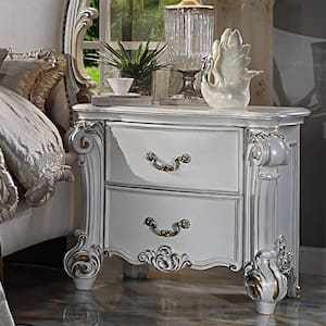 Vendome Antique Pearl 2-Drawer Nightstand (31 in. H x 32 in. W x 21 in. D)