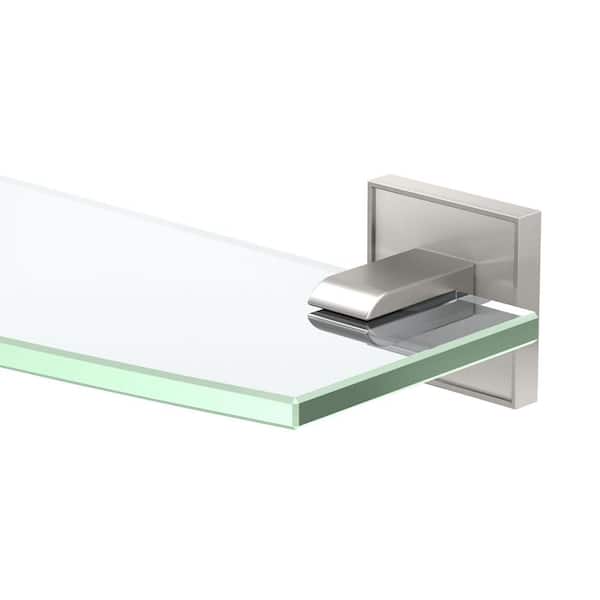 Mode 20.13 in. W x 2 in. H x 5.13 in. D Glass Rectangular Shelf in Satin Nickel