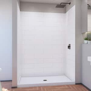 DreamStone 36 in. L x 60 in. W x 84 in. H Alcove Shower Kit with Shower Wall and Shower Pan in Modern White