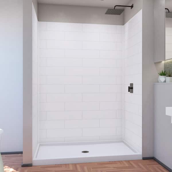DreamLine DreamStone 36 in. L x 60 in. W x 84 in. H Alcove Shower Kit with Shower Wall and Shower Pan in Modern White