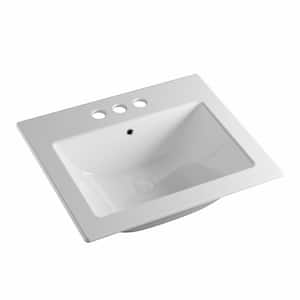 Laguna Beach 21-5/8 in. Bathroom Sink in White Ceramic Rectangular Drop-In with Overflow