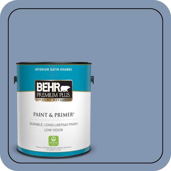 BEHR PREMIUM PLUS 1 gal. #S530-4 Jet Set Satin Enamel Low Odor Interior Paint & Primer