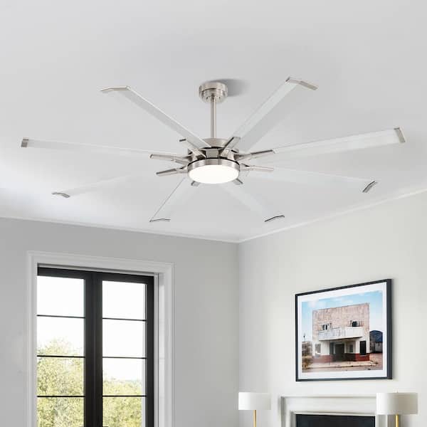 72 in. (6 ft.) Indoor Aluminum Blades Ceiling Fan with Integrated LED, Nickel