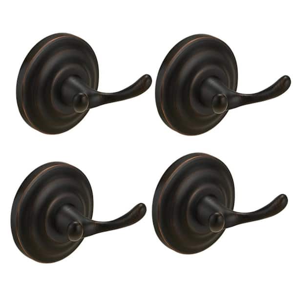Traditional J-Hook Double Robe/Towel Hook Bathroom Towel Hooks Towel and Robe Wall Hooks in Oil Rubbed Bronze(4 Pack)