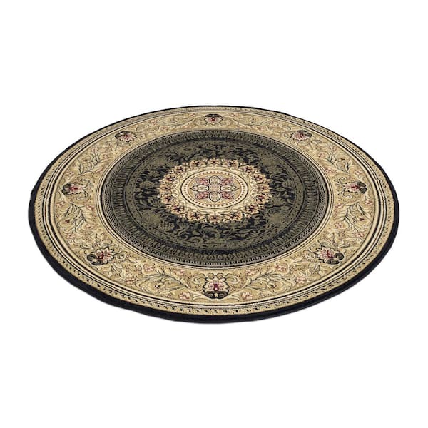 Ankara Chateau Black 8 ft. Round Area Rug