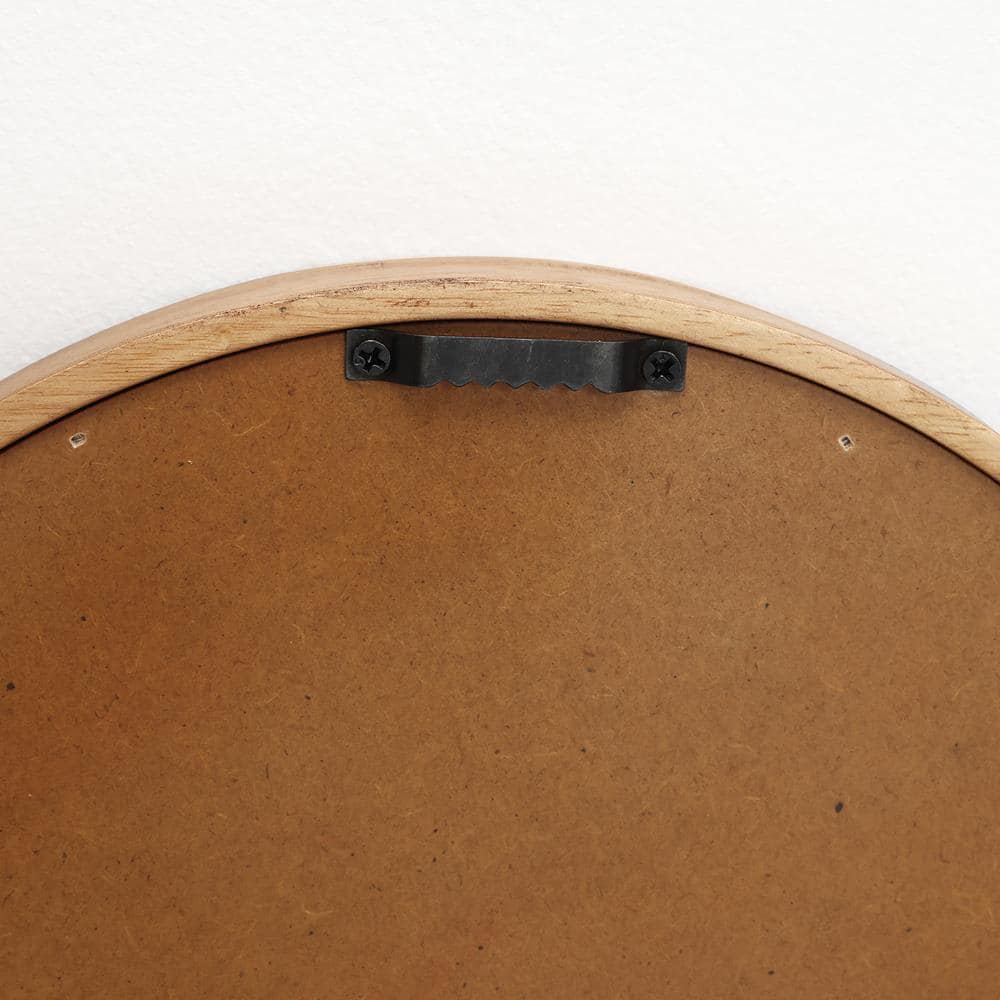 Brown Round Rubberwood 3-Piece Bathroom Vanity Mirror Set