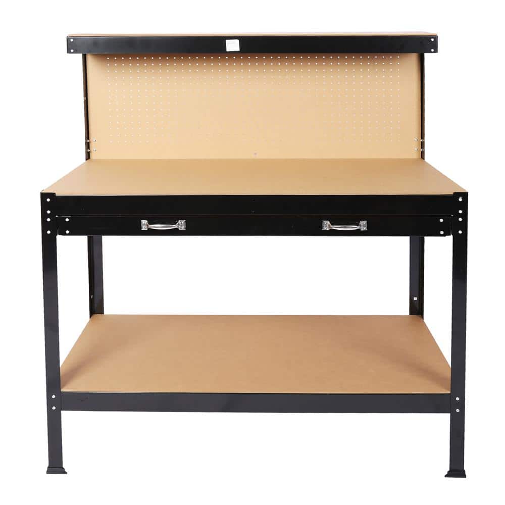 48 in. W x 24 in. D Steel Workbench with Drawer and Pegboard Storage, Works