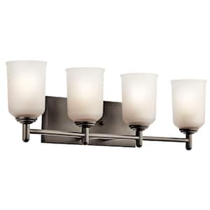 Shailene 29.5 in. 4-Light Olde Bronze Traditional Bathroom Vanity Light with Satin Etched Glass