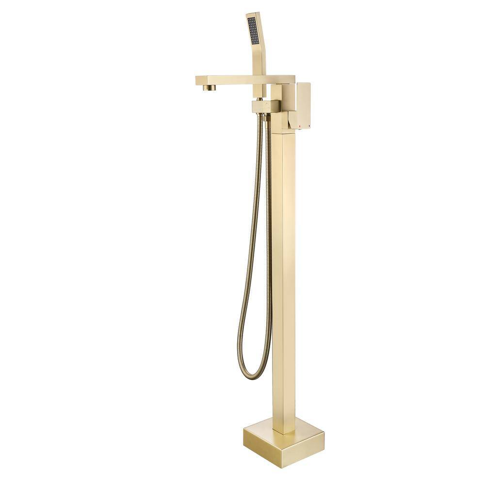 Single-Handle Square Claw Foot Freestanding Tub Faucet, 2.5 GPM Shower Faucet with Hand Shower in. Brushed Gold price history on PriceWatchPro