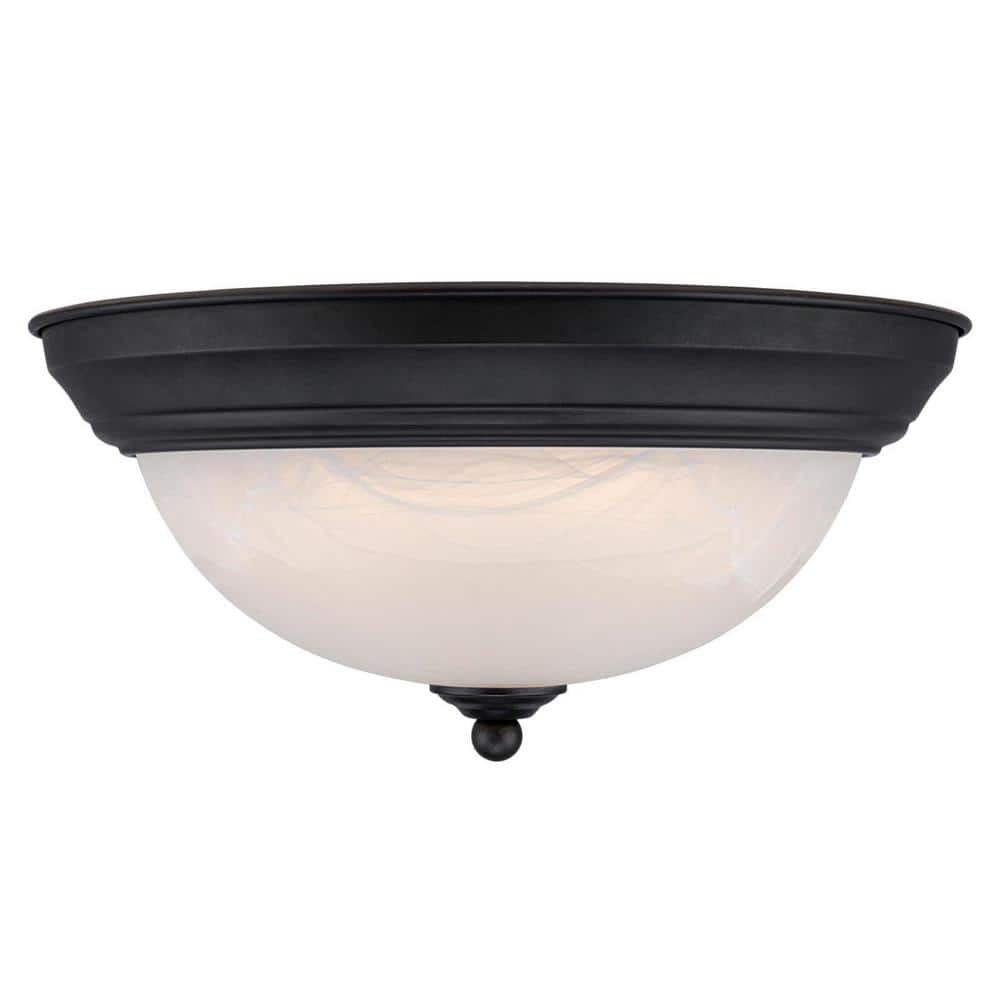 Elegant Alabaster Glass & Bronze LED Ceiling Light, 11-inch