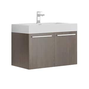 Vista 30 in. Modern Wall Hung Bath Vanity in Gray Oak with Vanity Top in White with White Basin