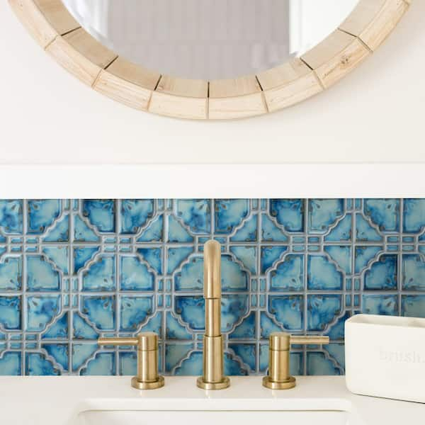 Hudson Moonbeam Diva Blue 12 in. x 12 in. Porcelain Floor and Wall Mosaic Tile (9.8 sq. ft./Case)