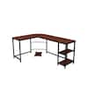 maocao hoom 47.2 in. W x 66 in. L Red L-Shaped Computer Desk Wood ...