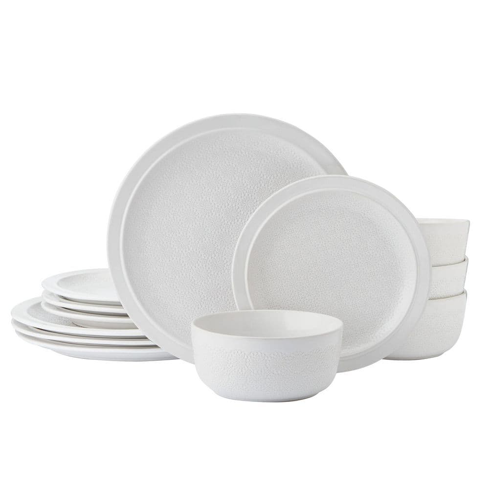 Blooming Meadow 12-Piece Cream Stoneware Dinnerware Set, Service for 4 price history on PriceWatchPro