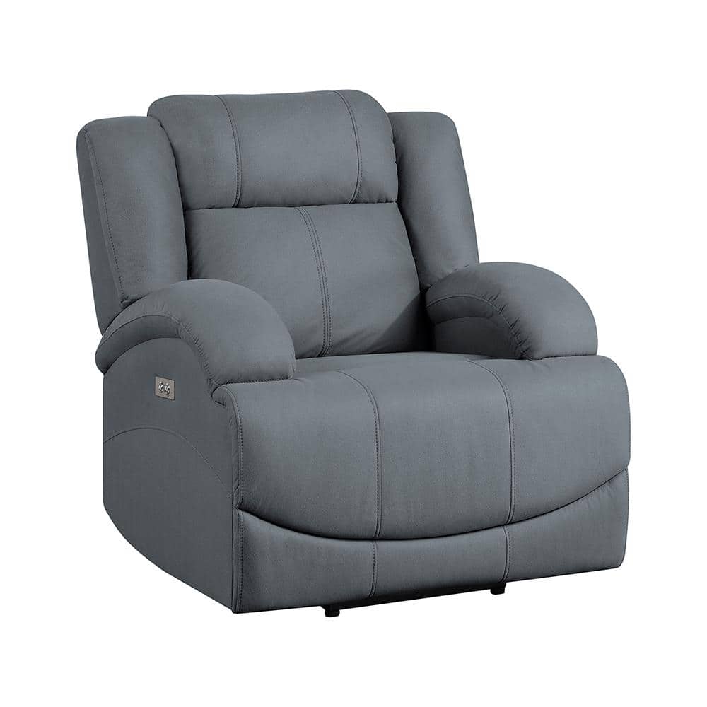 Darcel Graphite Blue Microfiber Power Recliner