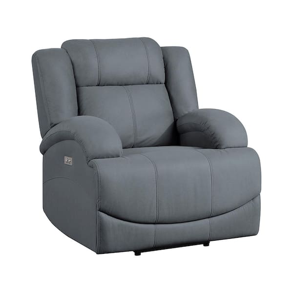 Lazzara Darcel Graphite Blue Microfiber Power Recliner