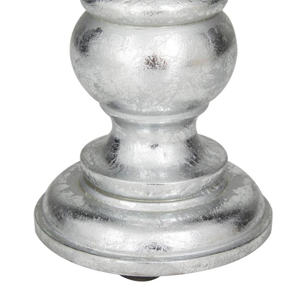 Hollywood Glam Silver Mango Wood Pillar Candle Holders - Set of 3