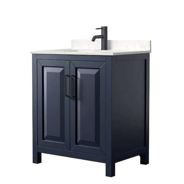 Daria 30 in. W x 22 in. D x 35.75 in. H Single Bath Vanity in Dark Blue with Carrara Cultured Marble Top